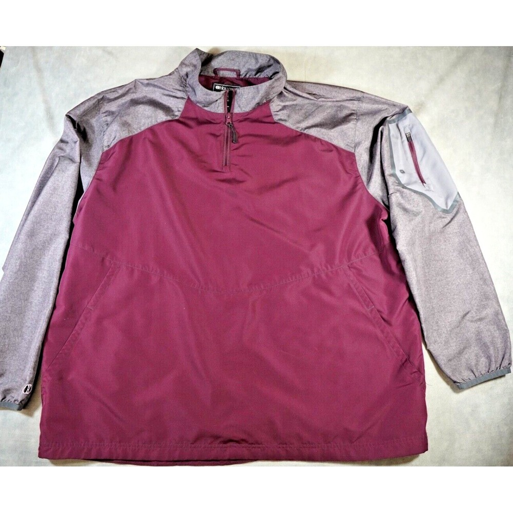 Holloway Windbreaker Jacket Mens XXL Maroon Gray Long Sleeve 1/4 Zip Pullover‎